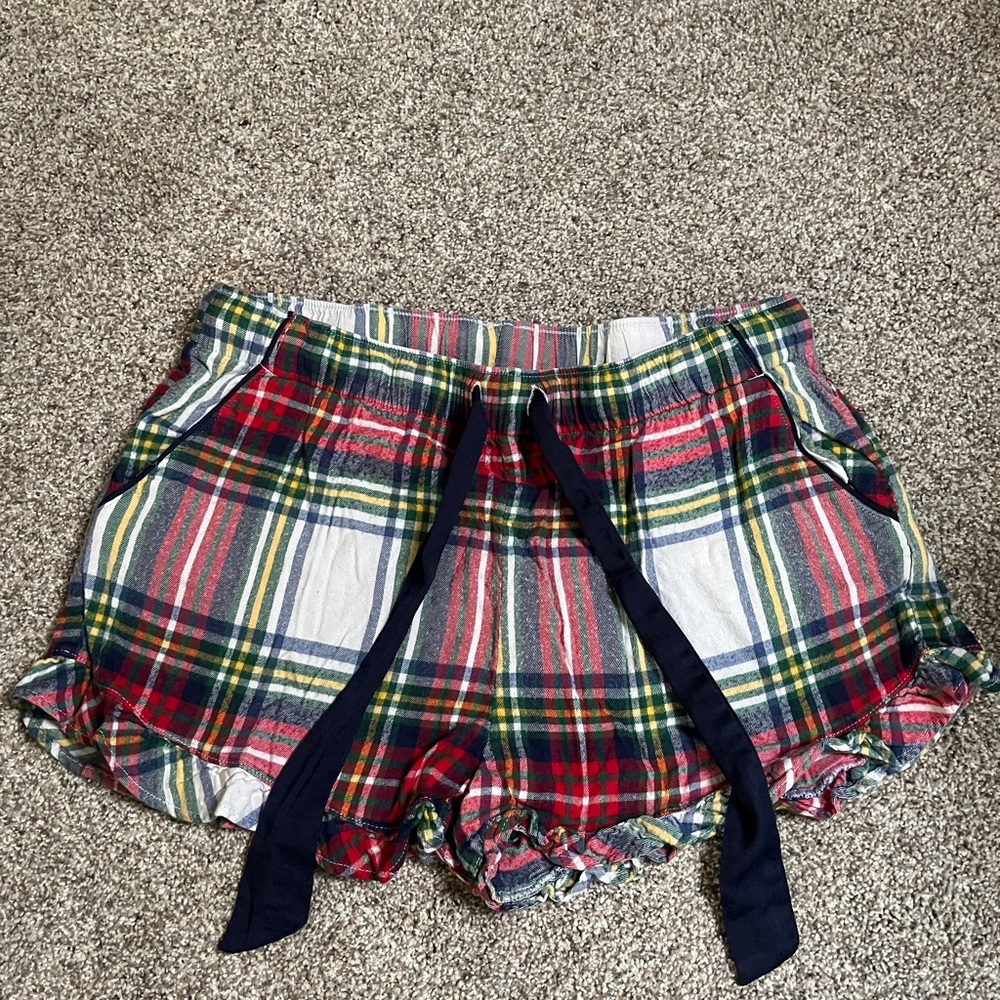 Aerie Plaid Sleep Shorts with Navy Tie